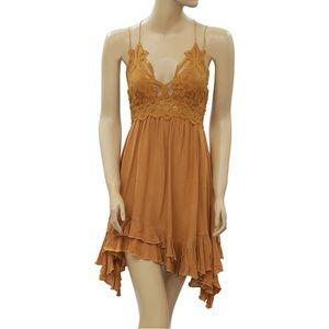Free People Adella Slip Dress in mustard. NWT.